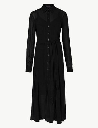 Petite Long Sleeve Shirt Midi Dress | Marks & Spencer London