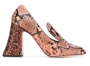 Snakeskin Effect Heeled Pumps