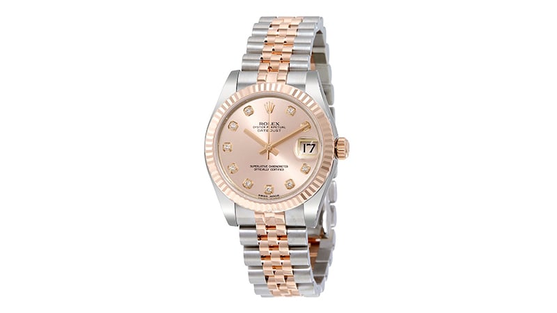 1. Rolex Datejust Lady 31 Pink Dial Stainless Steel And 18k Everose Gold Rolex Jubilee Watch