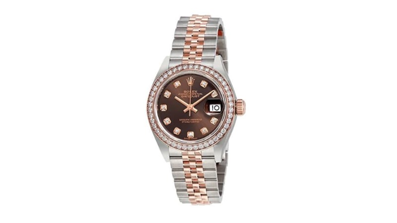 11. Lady Datejust Chocolate Diamond Dial Automatic Watch