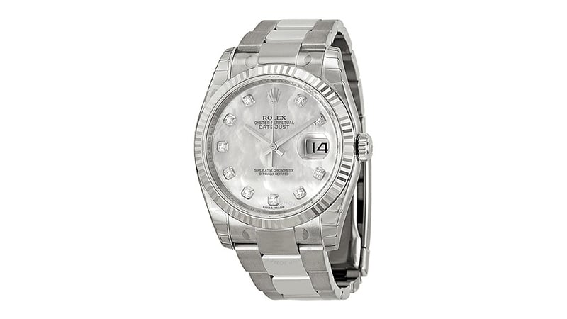 12. Oyster Perpetual 36 Mm Mother Of Pearl Dial Stainless Steel Bracelet Automatic Unisex Watch