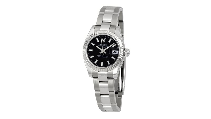 15. Lady Datejust 26 Black Dial Stainless Steel Oyster Bracelet Automatic Watch