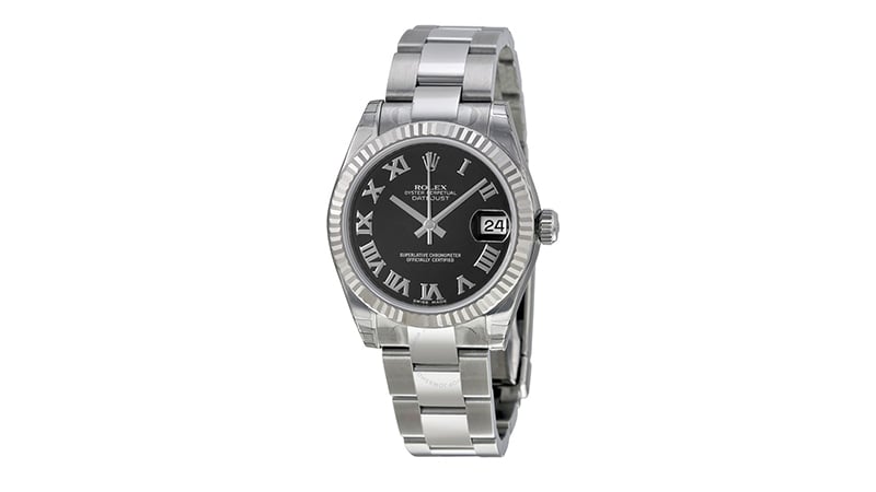 2. Datejust Lady 31 Black Dial Stainless Steel Jubilee Watch