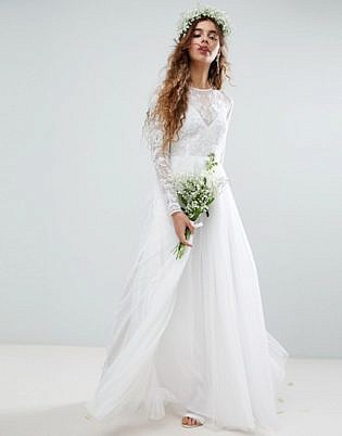 Asos Edition Embroidered Bodice Wedding Maxi Dress