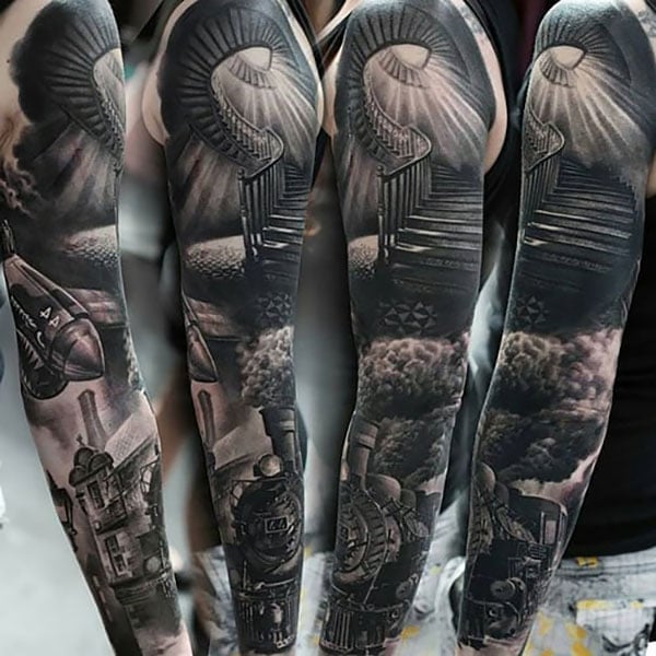 Abstract Sleeve Tattoo Men