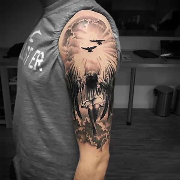 half sleeve tattoo designs for men angel