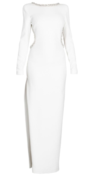 Crystal Trim Open Back Gown