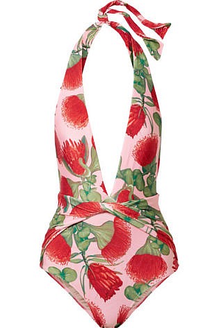 Fiore Twist Front Floral Print Halterneck Swimsuit