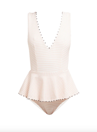 French Gramercy Gingham Peplum Swimsuit