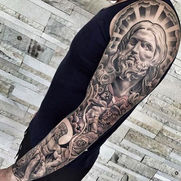 Jesus Sleeve Tattoo