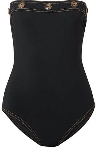 Lauren Button Embellished Bandeau Swimsuit