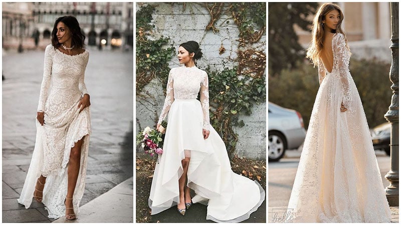 white lace wedding dress with sleeves