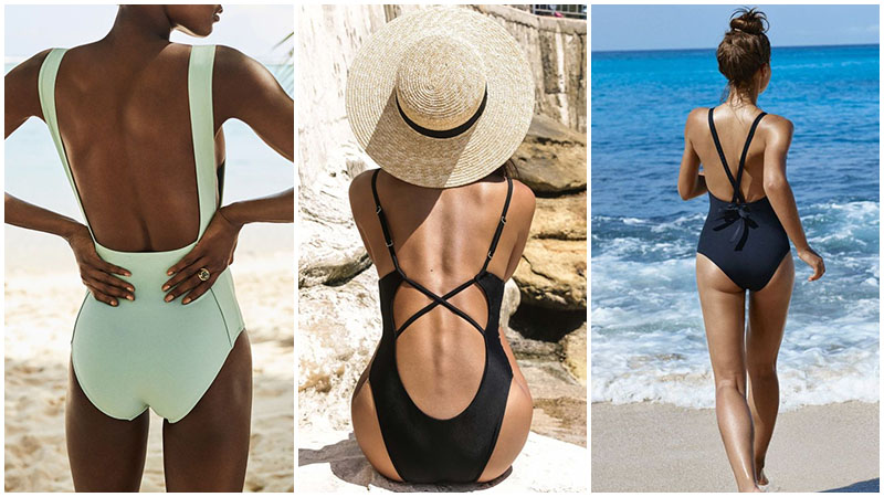 low back one piece bathing suit