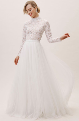 lace mock neck wedding dress