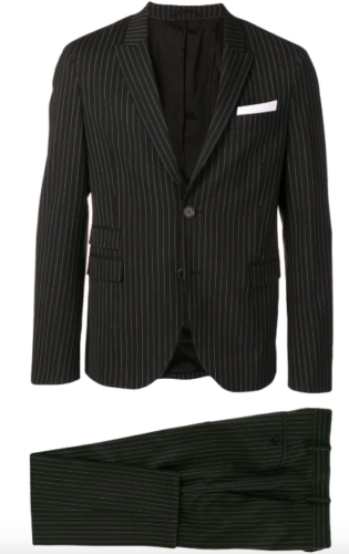 black stripe suit