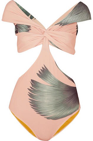 Palm Beach Off The Shoulder Cutout Printed Swimsuit