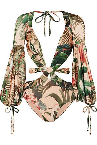 Paradise Printed Cutout Swimsuit