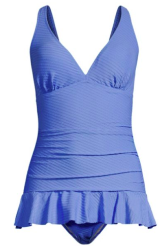 Ribbons Ruffle One Piece Swim Dress