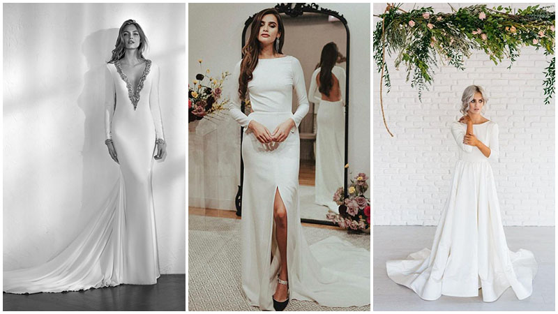 silk wedding dresses with sleeves