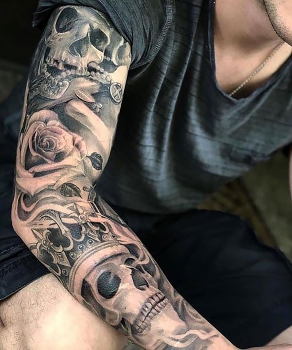 50 Skull Sleeve Tattoos For Men  Masculine Design Ideas