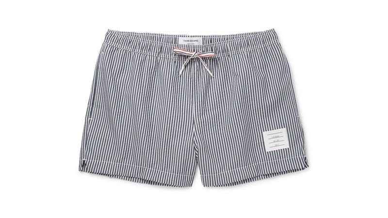 Thom Browne Mid Length Striped Seersucker Swim Shorts