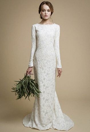 Utta : Long Sleeves Wedding Dress Elegant Tight Fit Wedding Dress Mermaid Wedding Dress Lace Wedding Dress