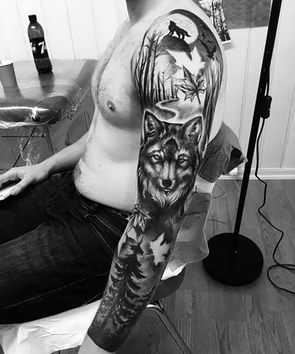 Wolf Sleeve Tattoo