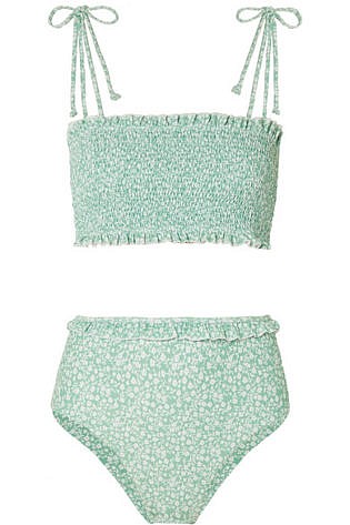Adeline And Wildflower Smocked Floral Print Bikini