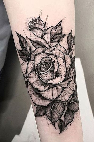 Black And White Rose Tattoo