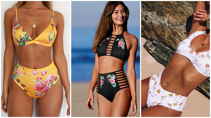 Floral High Waist Swimsuits