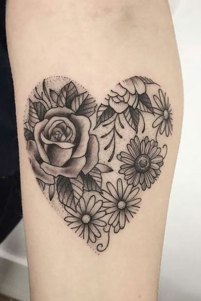 Rose And Sunflower Tattoo Outline