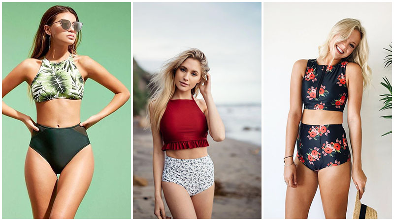 High Neck High Waisted Swimsuits