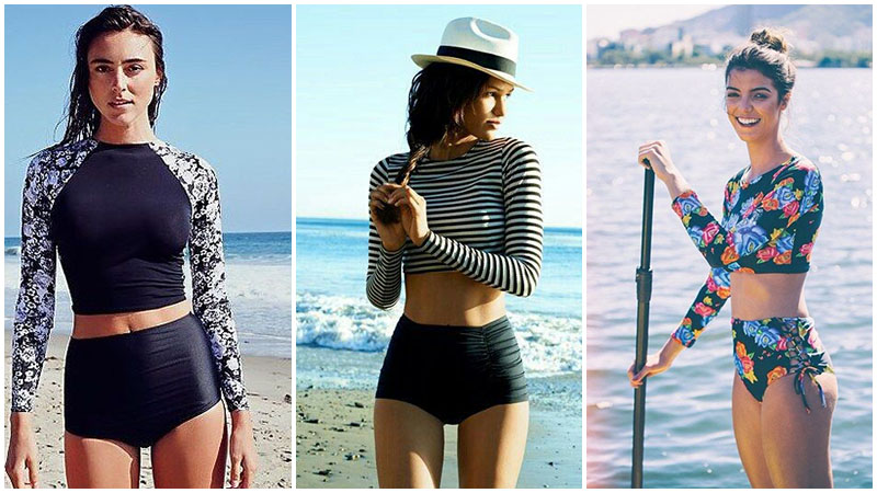 Long Sleeve High Waist Swimsuits