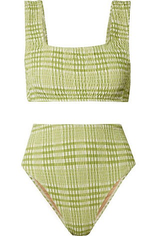 Monikh Shirred Checked Bikini