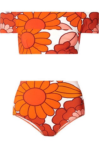 Off The Shoulder Floral Print Bikini
