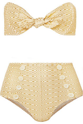 Poppy Knotted Metallic Seersucker Bikini