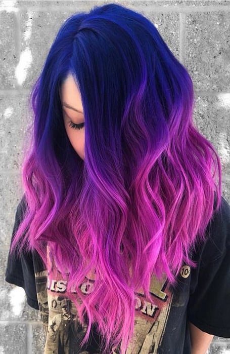 Pink Blue Purple Clip In Hair Extensions