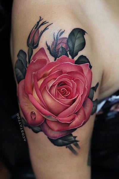 Red rose tattoo dark 70 Rose