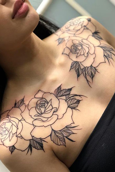 Rose Chest Tattoo