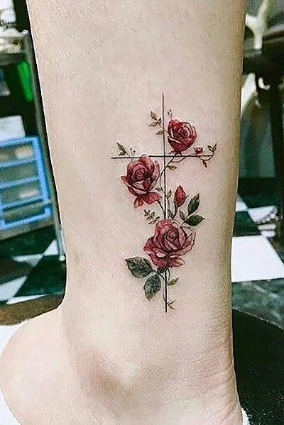 Rose And Cross Tattoo