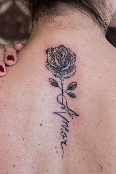 Rose With Name Tattoo