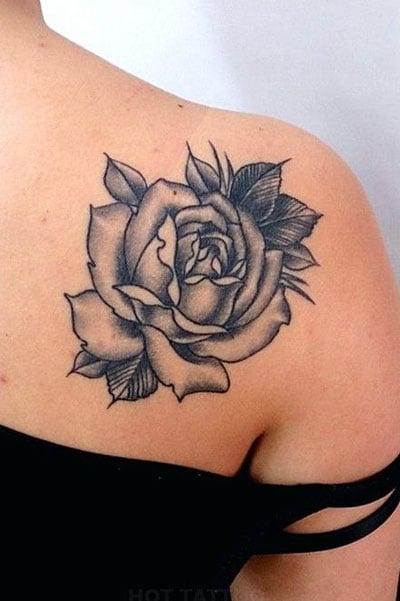 rose with raindrops tattoo