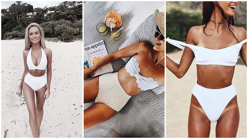 White High Waisted Swimsuit