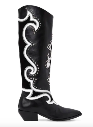 40mm Studded Leather Tall Cowboy Boots