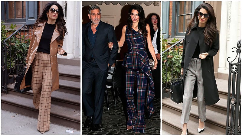 Amal Clooney Check Pants