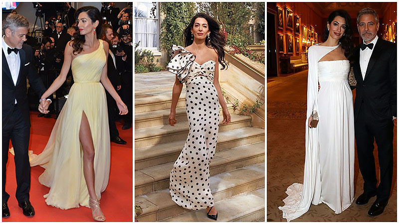 Amal Clooney One Shoulder Gowns