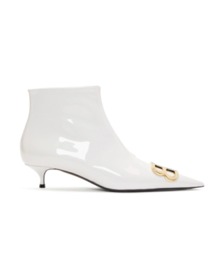 Balenciagawhite Varnished Kitten Heel Boots