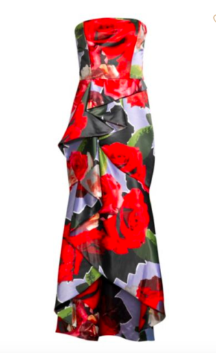 Brenda Floral Strapless High Low Dress