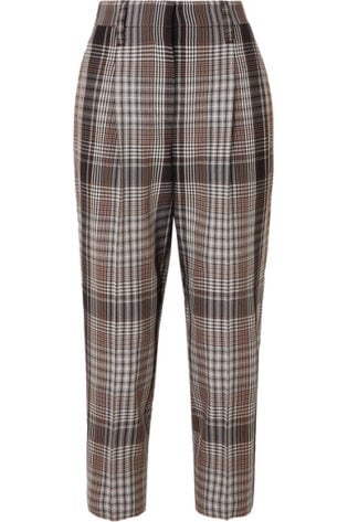Cropped Plaid Wool Tapered Pants