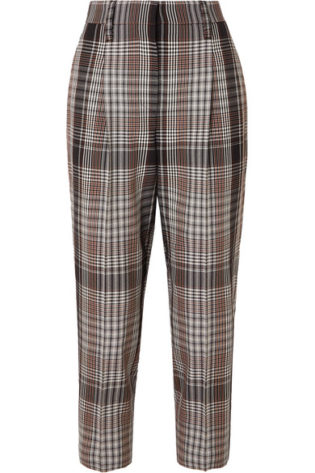 Cropped Plaid Wool Tapered Pants